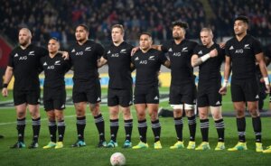 The All Blacks before a match.