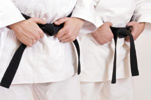 Some karate belts, which are an important part of the rules of competitive karate.