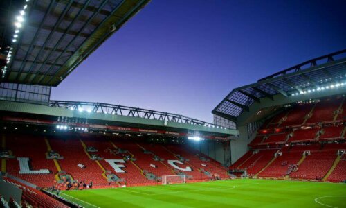 Anfield road and the Anfield stadium.