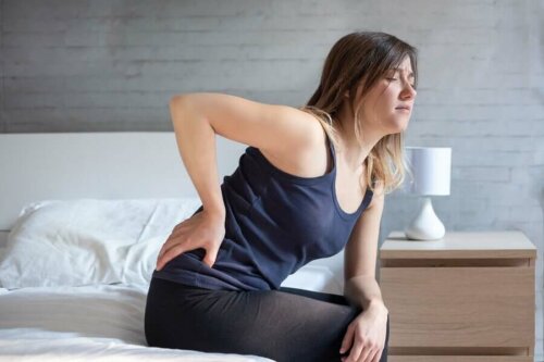A woman with lower back pain.