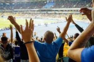 Supporters at a football game.