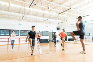 People exercising in a class.