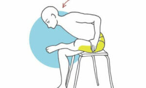 Seated piriformis stretch.