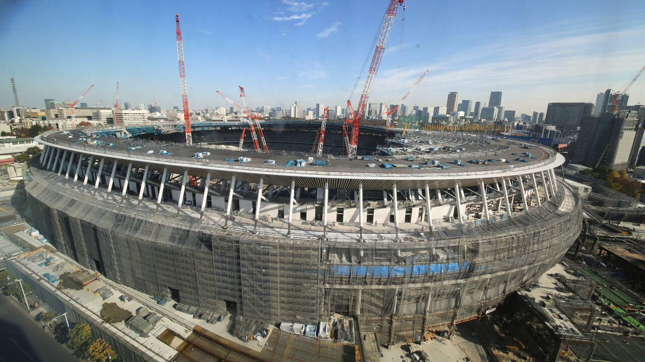 Construction works for the Tokyo Olympic Stadium