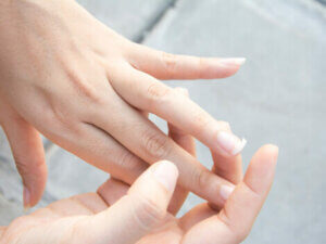 A broken nail from an iron deficiency.