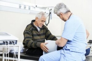 A doctor and patient.