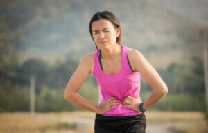 A jogger with stomach pain.