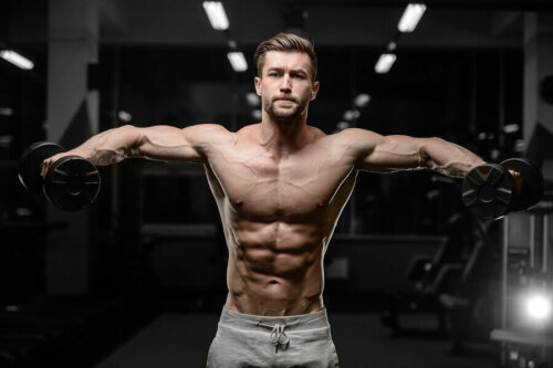 A man doing side raises.