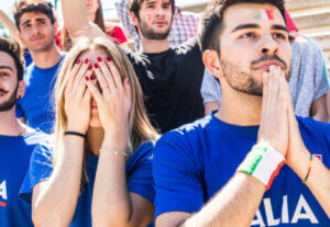 Italian soccer fans anxiously watching to see if they'd be supporting the World Cup runners-up or the winners.