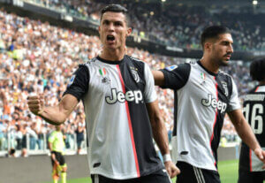 Ronaldo playing for Juventus.