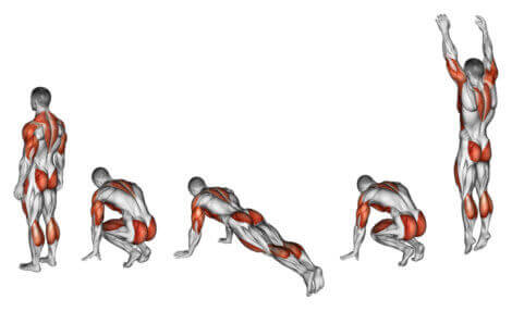 Burpees are an exercise that works the entire body