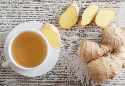 A cup of ginger tea.