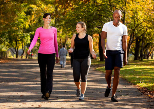 A group of people walking together.