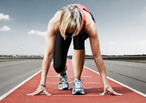 A woman running a background race, one of the most popular types of races out there.