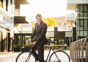 Man riding bike