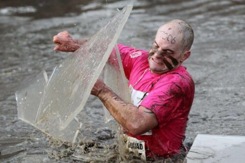 A man doing the Tough Guy marathon.