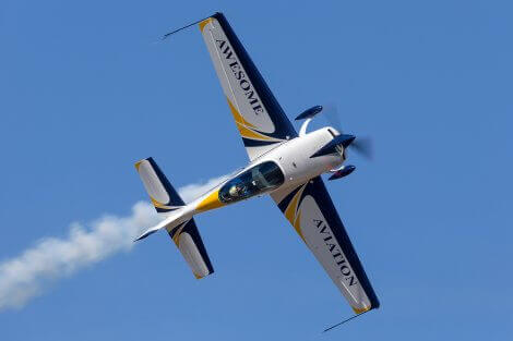 A stunt plane participating in a competition