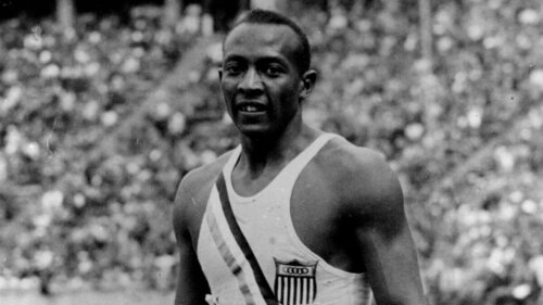 Jesse Owens at the Olympics.
