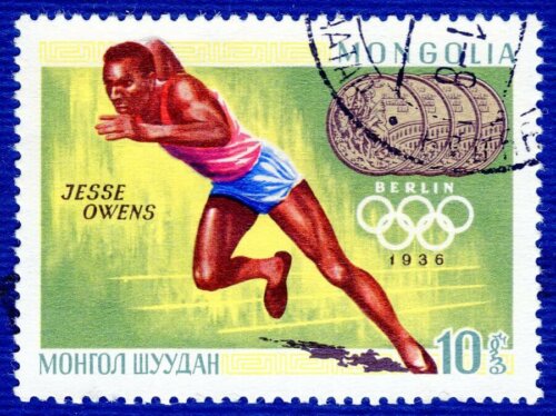 A stamp of Jesse Owens.