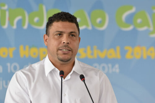 Ronaldo at a press conference.