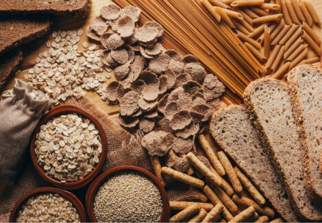 Whole-grain cereals, oats, rice.