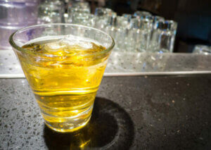 An alcoholic beverage with an energy drink.