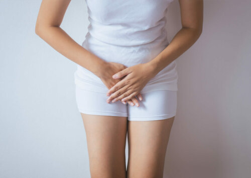 A woman suffering from urinary incontinence.