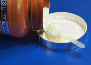 Some casein powder and a spoon.