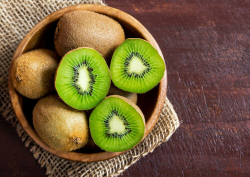 Kiwis have a lot of fiber and vitamin C.