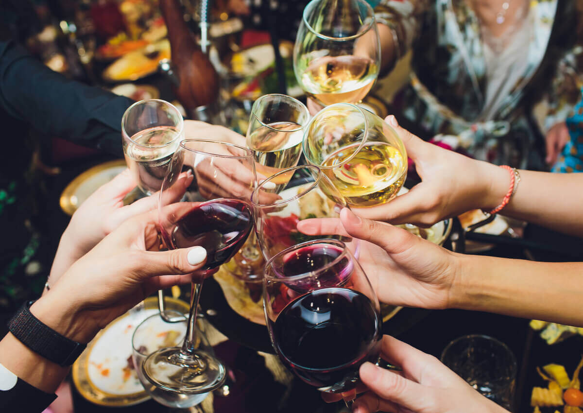 A few friends drinking wine.