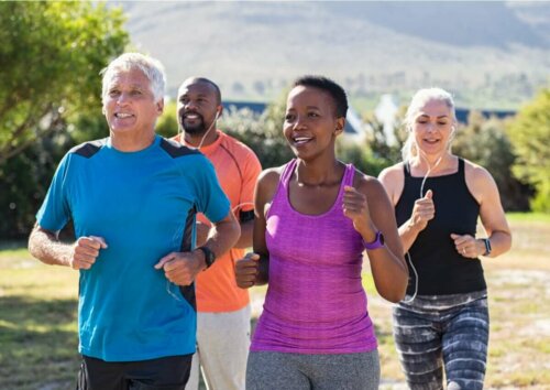 group of people running